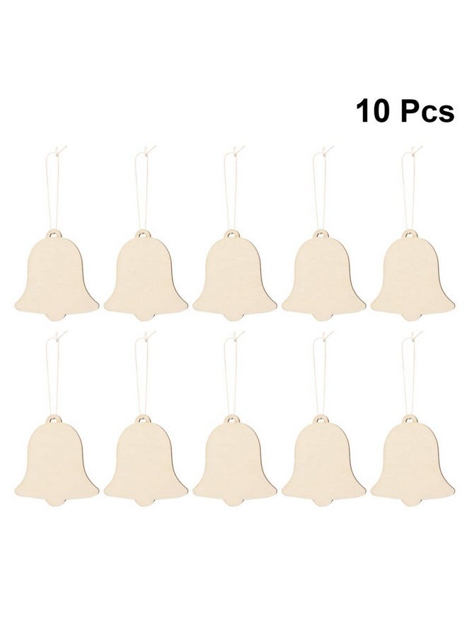 HEALLILY Unfinished Christmas Wooden Ornaments Bell Shape Wood Cutouts Silices Hanging Embellishments Crafts For Holiday Hanging Decoration 10Pcs  - Image 1