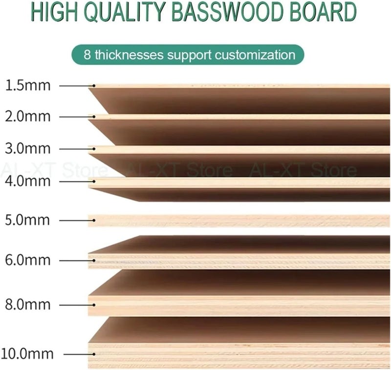 1-20Pcs Basswood Board Plywood Thick1.5mm 2mm 3mm 4mm 5mm 6mm 8mm 10mm Handmade DIY Student Building Model Design Material Sheet Wooden Crafts(300x300mm-3pcs,4mm Thick) - Image 3