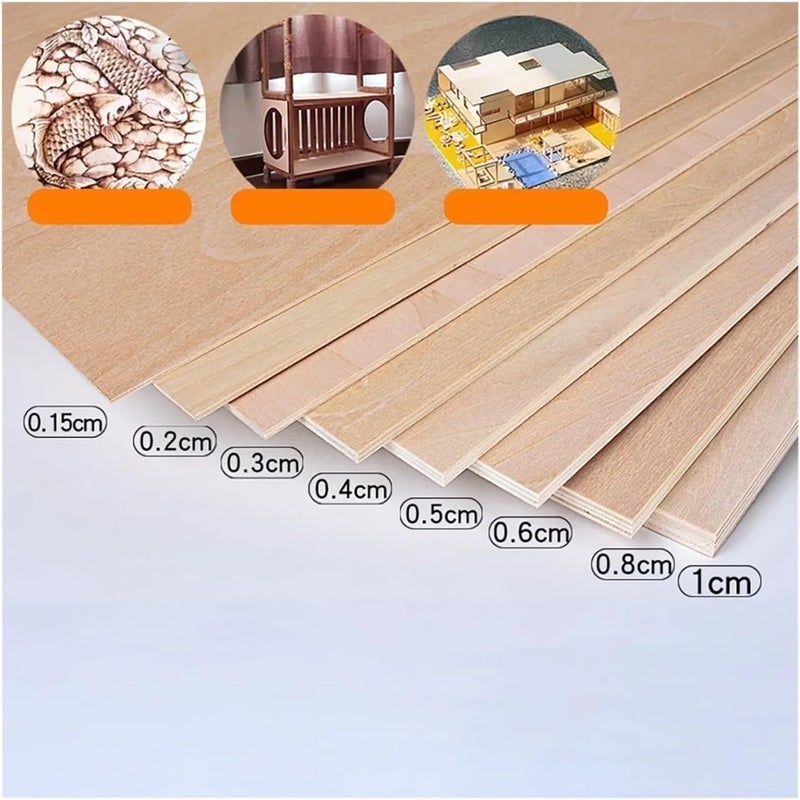 1-20Pcs Basswood Board Plywood Thick1.5mm 2mm 3mm 4mm 5mm 6mm 8mm 10mm Handmade DIY Student Building Model Design Material Sheet Wooden Crafts(300x300mm-3pcs,4mm Thick) - Image 4