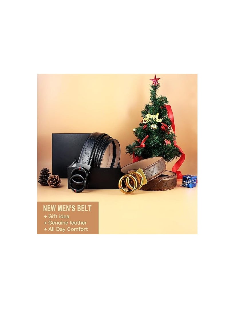 SYOSI - Men's Ratchet Dress Belt -Belt Men Adjustable Genuine Leather Designer Belt Size Length Can be Cut with Gift Box - Image 1