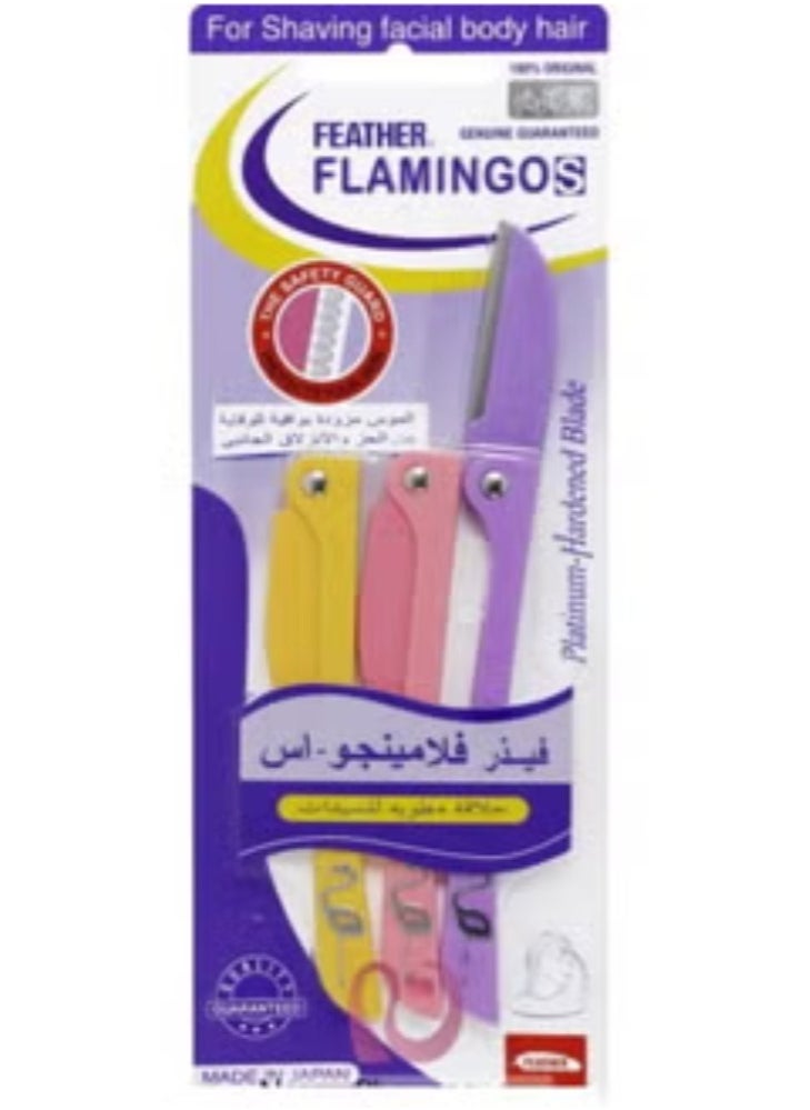 فلامنجو ماكينة حلاقة فلامنجو للسيدات مكونة من 3 قطع لشعر الوجه والجسم باللون الأصفر/الوردي/الأرجواني  - Image 3