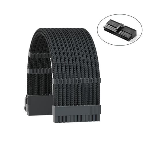 Formulamod Power Supply PSU Cable Extension Kit,18AWG Sleeved 1x 24pin ATX/2x 8(4+4) pin EPS Cable Extension PC,11.8inch with Cable Combs(Black,BKP) - Image 2