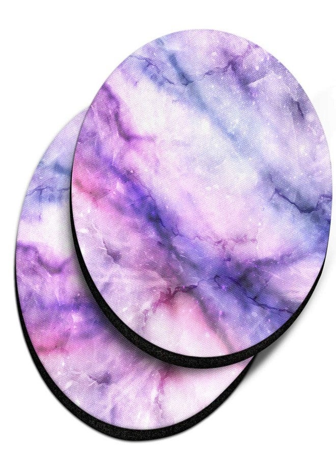 CARIBOU Coasters قواعد أكواب كاريبو، قواعد أكواب دائرية ماصة مصنوعة من قماش اللباد والنيوبرين بتصميم رخامي بنفسجي فوشيا، طقم من قطعتين - Image 1