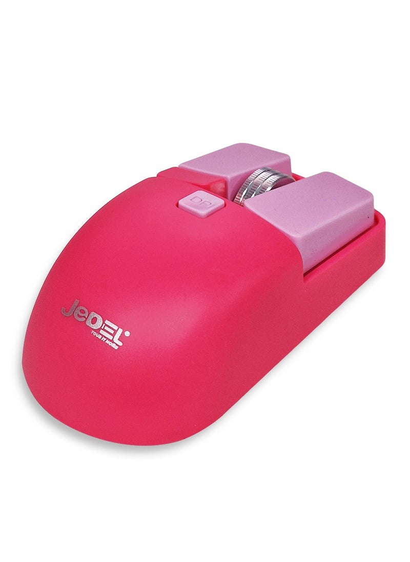 JeDEL Wireless 5D Optical Ergonomic Mouse , WD144 Dual Mode Connection 2.4GHz , 1600 DPI 400 mAH , Stable Operation , Cute and Comfortable Design , Colourfull and Varied , Plug and Play - Pink  - Image 3