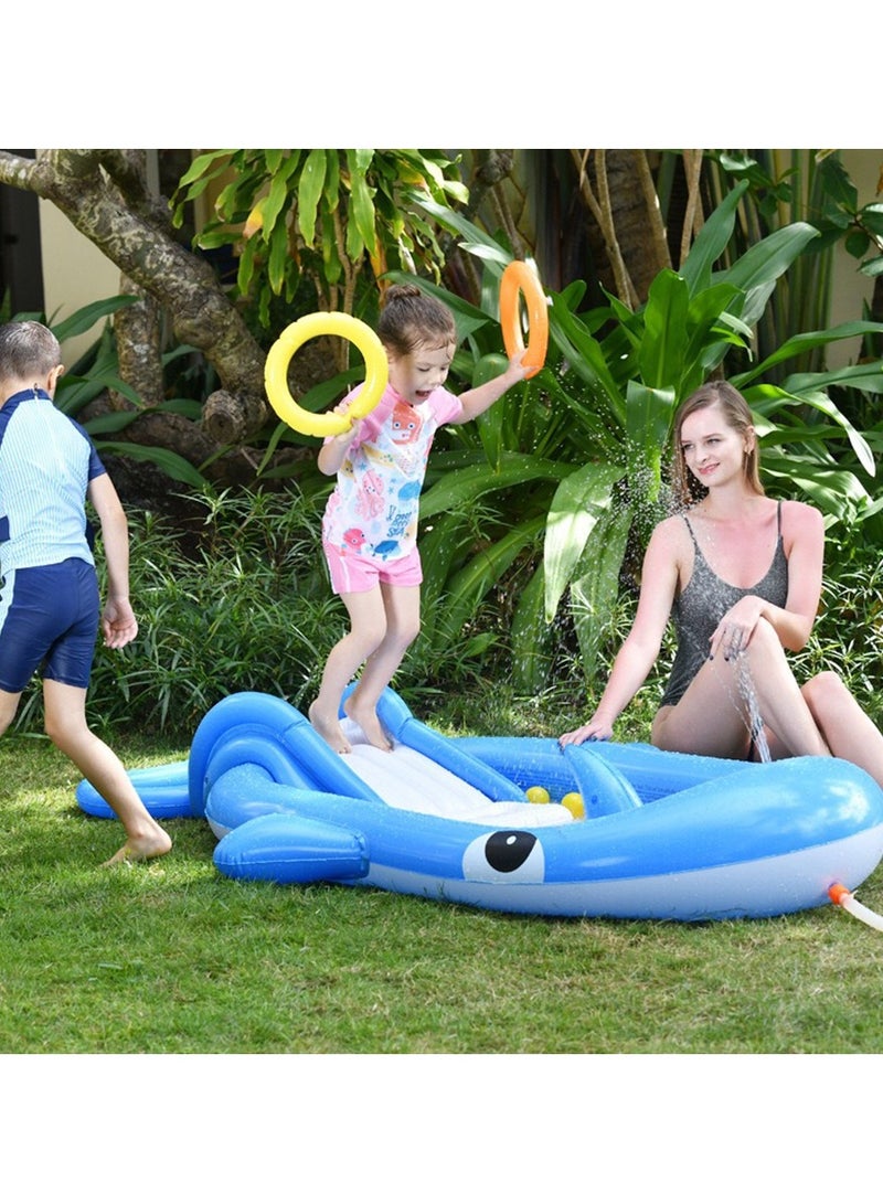 VUCATIN Kiddie Pool for Toddlers Whale Splash Pad for Kids Ages 3+ 82.67" Inflatable 3-in-1 Swimming Pool for Kids Kids Pool Backyard and Outside Sprinkler Play Mat Baby Wading Pool  - Image 4