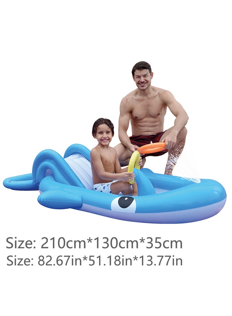 VUCATIN Kiddie Pool for Toddlers Whale Splash Pad for Kids Ages 3+ 82.67" Inflatable 3-in-1 Swimming Pool for Kids Kids Pool Backyard and Outside Sprinkler Play Mat Baby Wading Pool  - Image 5