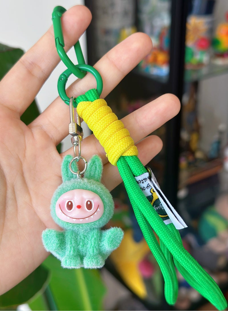 Paraphrase 2-Piece Kawaii Labubu Orange and Green Wrist Keychain, Cute Bag Charm Pair for Besties and Couples, Car Keychain Accessories, Perfect Gifts for Girlfriends - Image 3