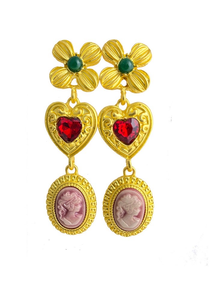 925 Silver Medal Resin Heart Zirconia Purple Pink Dangle Earrings For Women and Girls Fashion,Comes with A Gift Box Everyday Jewelry - Image 1