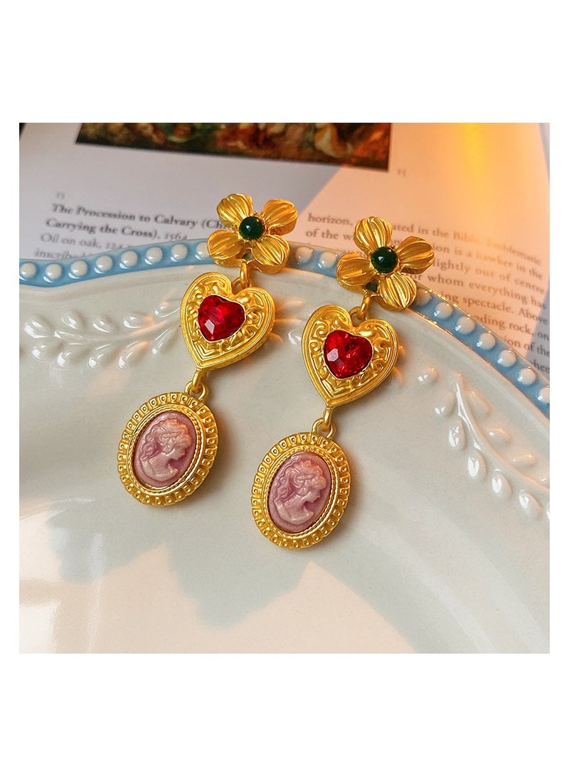 925 Silver Medal Resin Heart Zirconia Purple Pink Dangle Earrings For Women and Girls Fashion,Comes with A Gift Box Everyday Jewelry - Image 2