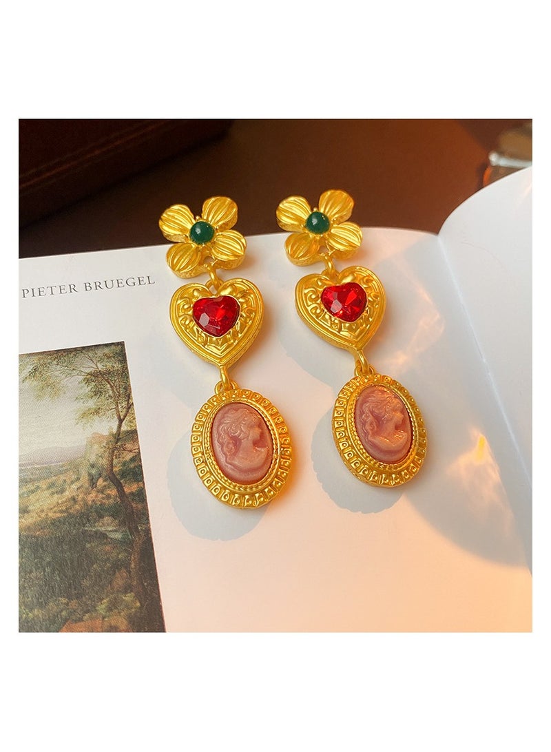 925 Silver Medal Resin Heart Zirconia Purple Pink Dangle Earrings For Women and Girls Fashion,Comes with A Gift Box Everyday Jewelry - Image 3