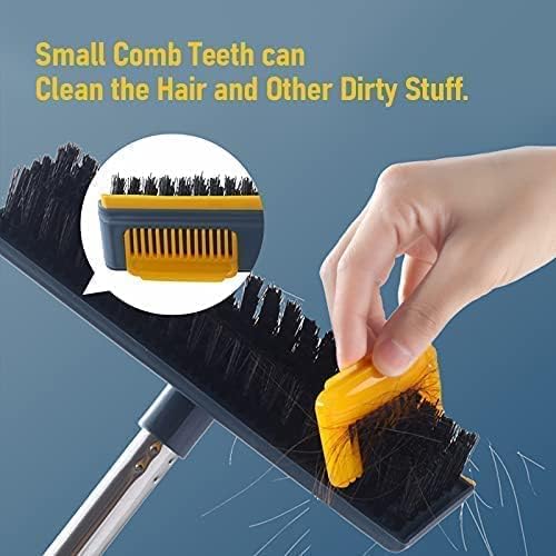 HGC 3 in 1 Bathroom Squeegee PlasticStainless Steel Wiper Bathroom Squeezer Wiper Bathroom Scrubber Bathroom Cleaning Brush Bathroom Tiles Cleaning Brush With Long Handle Window Cleaning Brush Mesh brush - Image 4