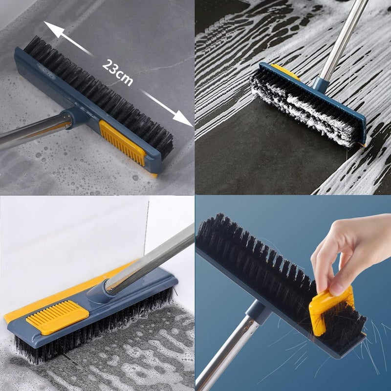 HGC 3 in 1 Bathroom Squeegee PlasticStainless Steel Wiper Bathroom Squeezer Wiper Bathroom Scrubber Bathroom Cleaning Brush Bathroom Tiles Cleaning Brush With Long Handle Window Cleaning Brush Mesh brush - Image 5