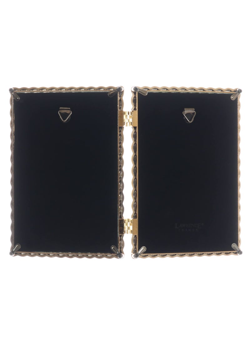 Lawrence Frames 4x6 Hinged Double Cast Metal Picture Frames  Gold Rope Design  - Image 4