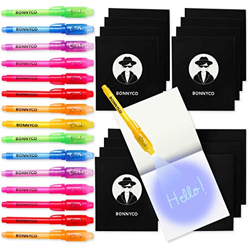 BONNYCO Invisible Ink Pen and Notebook Pack 16 Party Favors for Kids Magic Spy Pen Goodie Bags Stuffers for Kids Goody Bag Stuffers Pinata Return Gifts Birthday Party Classroom Prizes Students - Image 1