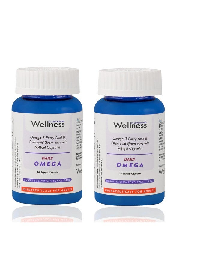 Love Nature Omega-3 Fatty Acid & Oleic Acid (From Olive Oil) 60 Softgel Capsules Omega-3 Fatty Acid by Wellness by Love Nature Pack of 2 - Image 1