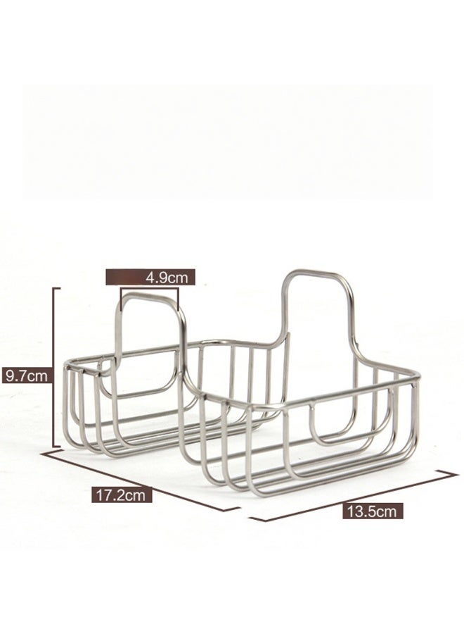 Stainless Steel Sponge Holder for Kitchen Sink – Double Hanging Storage Rack for Dish Brush and Sponge, Quick-Drying Drainage Organizer - Image 2