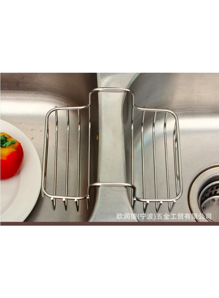 Stainless Steel Sponge Holder for Kitchen Sink – Double Hanging Storage Rack for Dish Brush and Sponge, Quick-Drying Drainage Organizer - Image 4