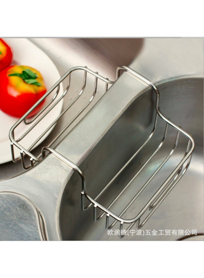 Stainless Steel Sponge Holder for Kitchen Sink – Double Hanging Storage Rack for Dish Brush and Sponge, Quick-Drying Drainage Organizer - Image 3