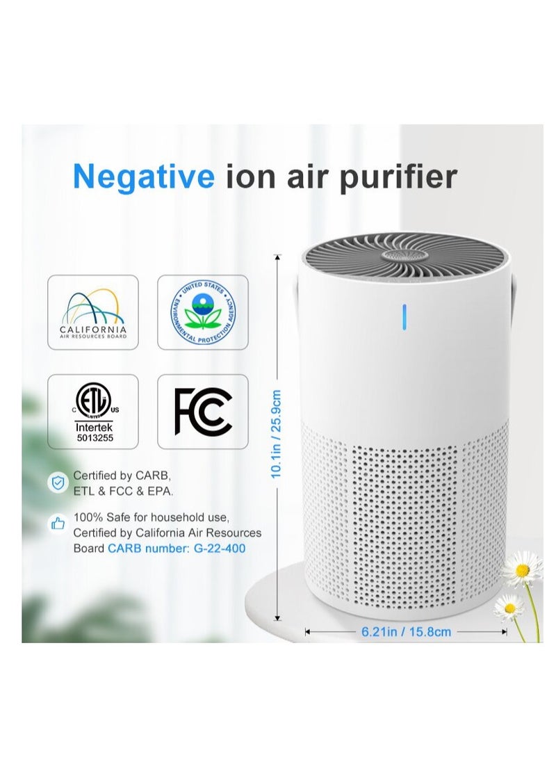 HUIQUAN - Air Purifier for Home Bedroom with HEPA & Carbon Air Filters CADR 80 m³/h,removes Pollen Allergies Dust , Air Cleaner with Timer, Quiet 22dB Sleep Mode - Image 1
