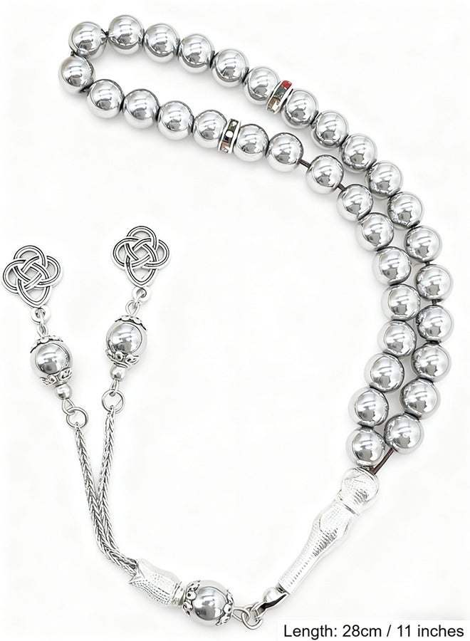 Happy D Tasbih 8mm Prayer Beads 33 Silver Muslim Islamic Arabic Tassels Exquisite Luxury Handmade - Image 2