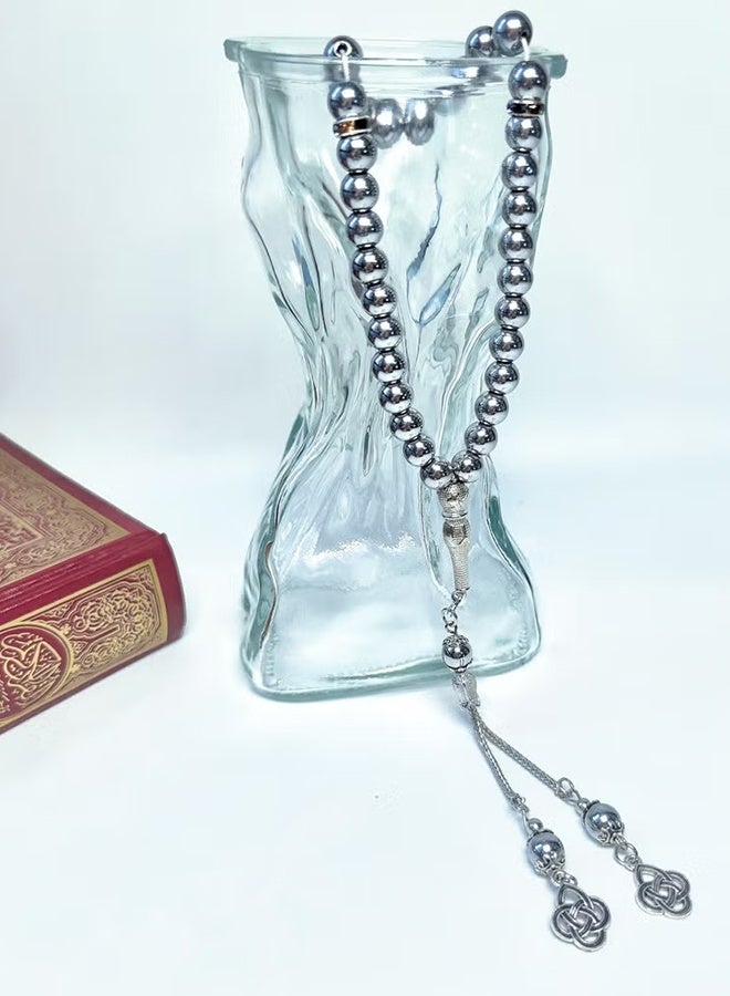 Happy D Tasbih 8mm Prayer Beads 33 Silver Muslim Islamic Arabic Tassels Exquisite Luxury Handmade - Image 5