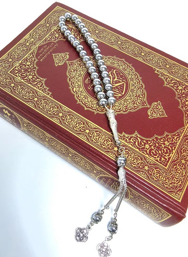 Happy D Tasbih 8mm Prayer Beads 33 Silver Muslim Islamic Arabic Tassels Exquisite Luxury Handmade - Image 3