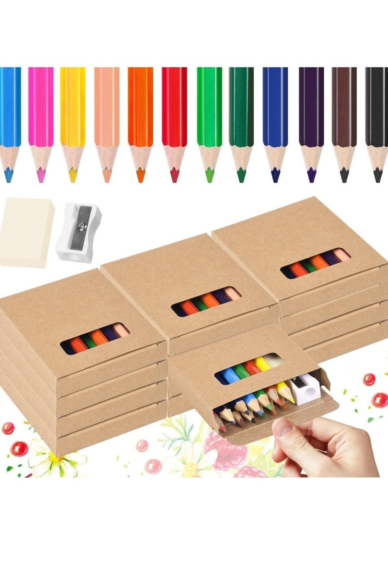 دايلي شيك 144 قطعة/12 صندوقًا من أقلام الرصاص الملونة للأطفال، 3.5 بوصة، 12 لونًا مختلفًا مع مبراة وممحاة للرسم، العودة إلى المدرسة، لوازم الفصل الدراسي - Image 1