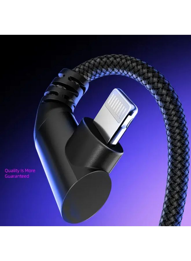 Certified 20W Fast Charging Cable For Iphone 3m Black L Shaped 90 Degree Type C To Lightning - Image 3