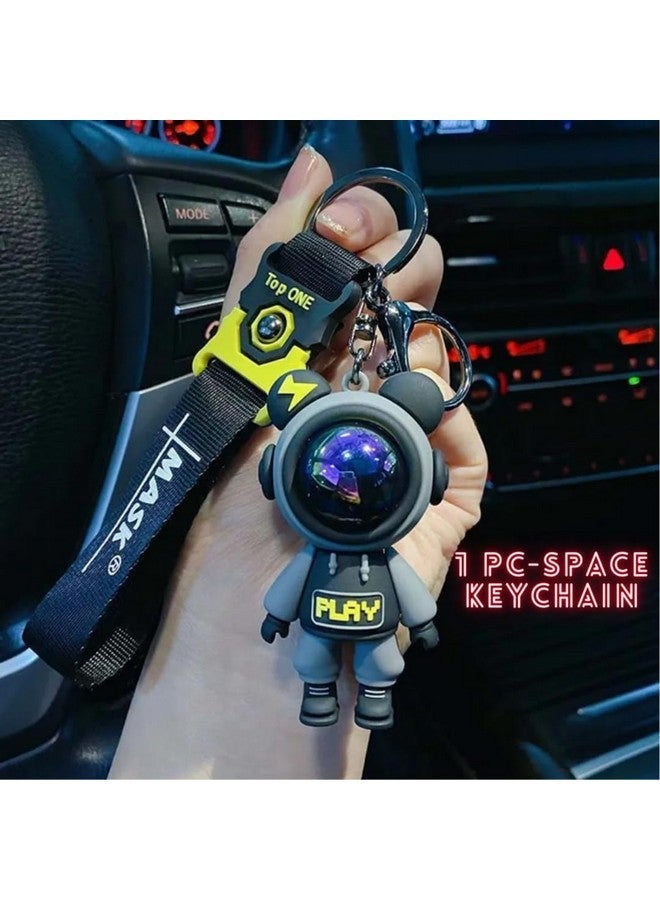 Suffix Retail Polyvinyl Chloride (Pvc) Keychain For Car, Premium Keychain For Men Used As Keychain For Bike, Best Keychain For Boys (Geometric, Astronaut_Sfr_2),Black - Image 3