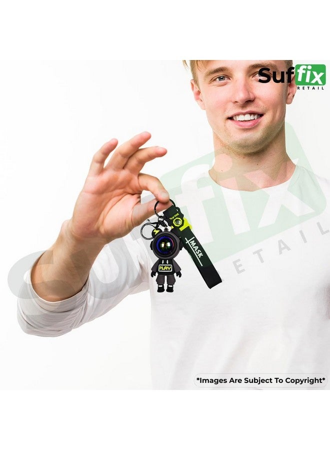Suffix Retail Polyvinyl Chloride (Pvc) Keychain For Car, Premium Keychain For Men Used As Keychain For Bike, Best Keychain For Boys (Geometric, Astronaut_Sfr_2),Black - Image 2