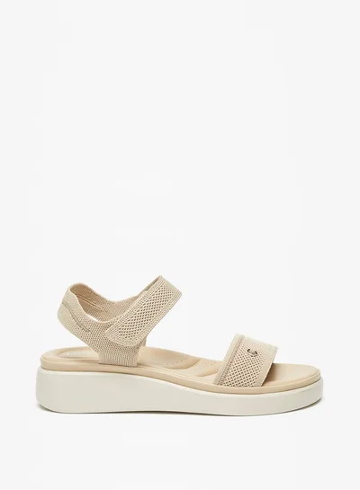 Le Confort Women Textured Flatform Heels Sandals With Hook And Loop Closure