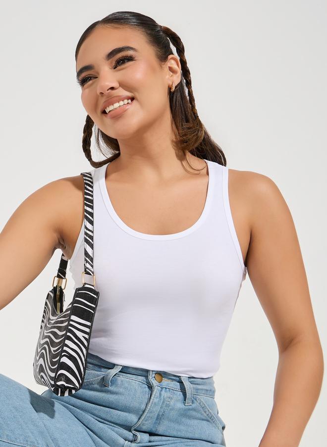 Styli Cotton Lycra Round Neck Fitted Tank - Image 1