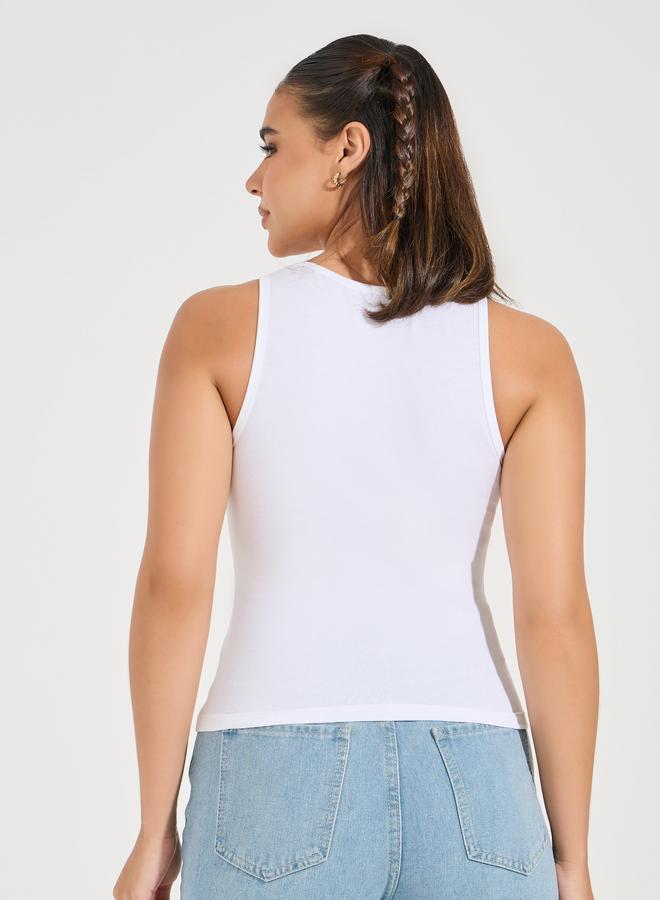 Styli Cotton Lycra Round Neck Fitted Tank - Image 5