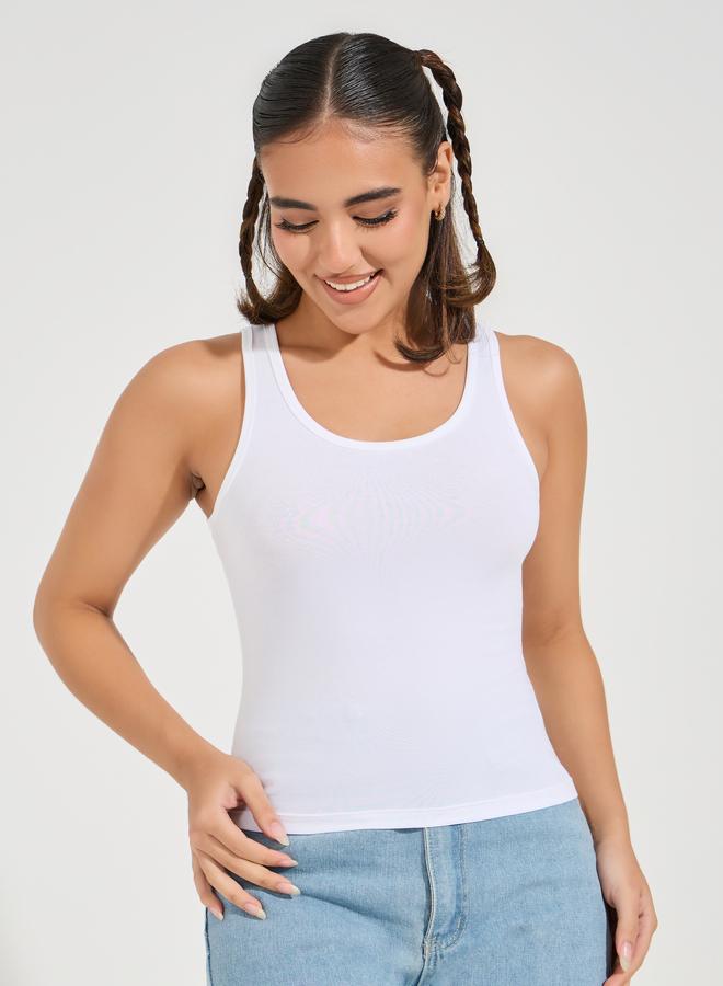 Styli Cotton Lycra Round Neck Fitted Tank - Image 1