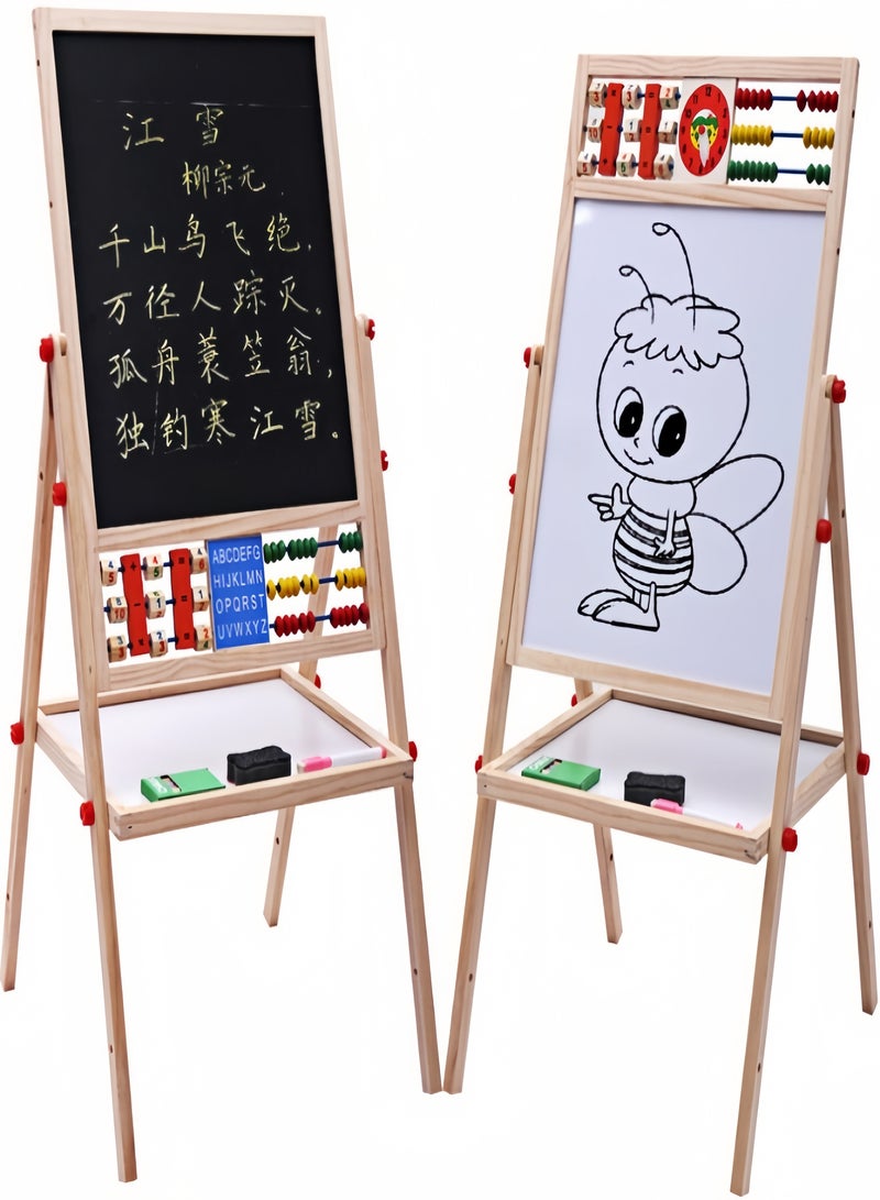 كيفن لوح رسم 2 في 1 لعبة سبورة ولوحة رسم مغناطيسية سبورة للرسم والكتابةبتصميم صغير خفيف الوزن وألواح خشبية قابلة للتعديل - Image 4