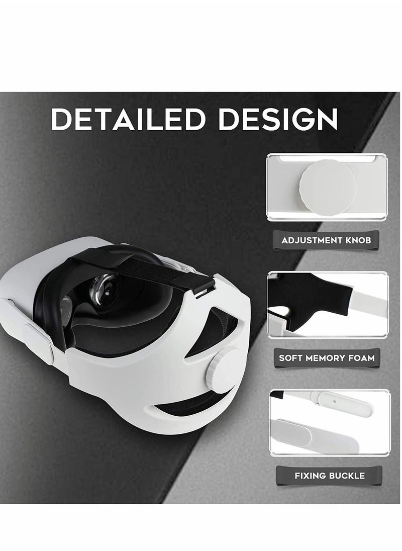 Y&D - Head Strap Compatible for Oculus Quest 2, Replacement Elite Strap, Adjustable Comfortable with Cushion, Reduce Pressure 2 Headset (White) - Image 1