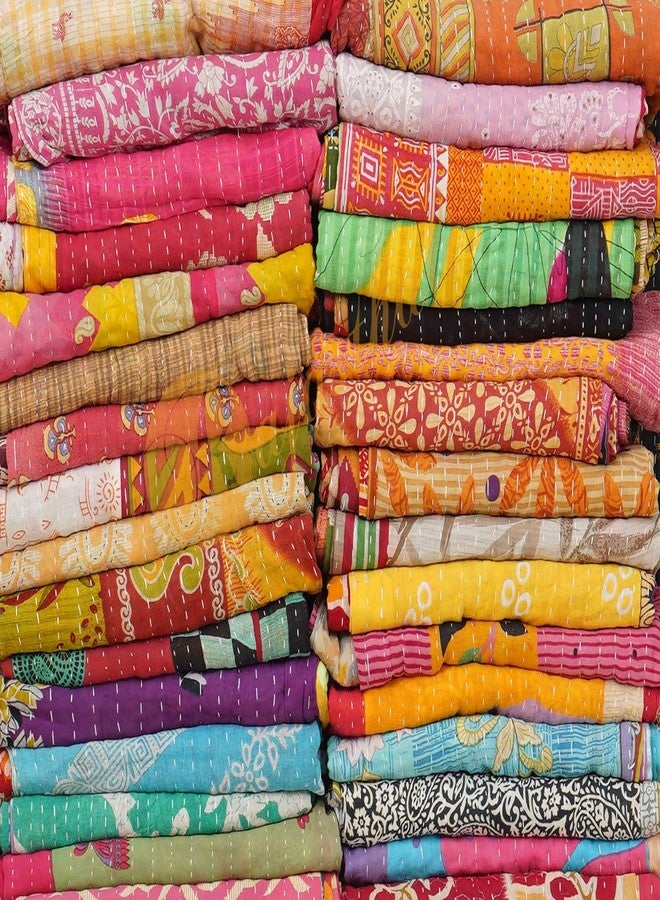 راجاستالي مجموعة متنوعة من ألحفة كانثا القبلية من راجستاني بالجملة، أغطية سرير قطنية عتيقة، رقع متنوعة قديمة (3) - Image 2