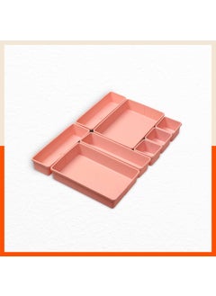Bathla Bathla VERO 8 Piece Set Multipurpose DetachableInterlock Storage Organiser for Home Kitchen Organise Spoon Jewellery Stationary Hardware Parts etc Drawer Partition Pink Stomo  - Image 1