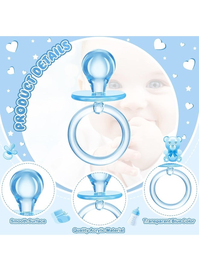 Coume 100 Pcs 2.5 Inch Baby Shower Pacifiers Acrylic Mini Baby Pacifiers Gifts Gender Reveal Party Favors for Gender Neutral Game Birthday Supplies(Blue) - Image 2
