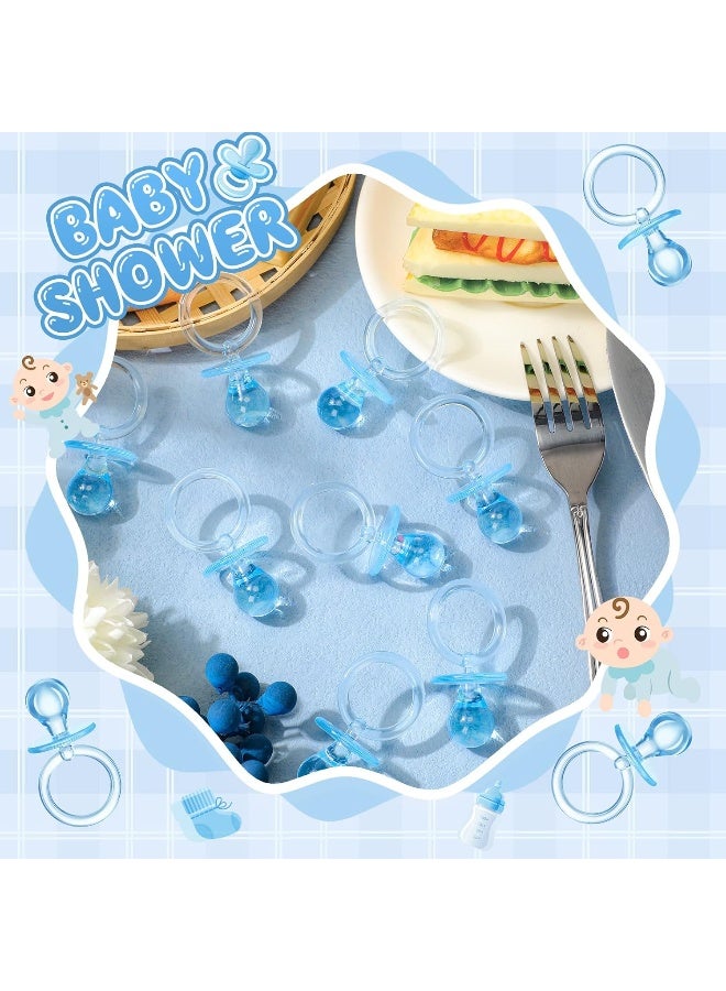 Coume 100 Pcs 2.5 Inch Baby Shower Pacifiers Acrylic Mini Baby Pacifiers Gifts Gender Reveal Party Favors for Gender Neutral Game Birthday Supplies(Blue) - Image 4