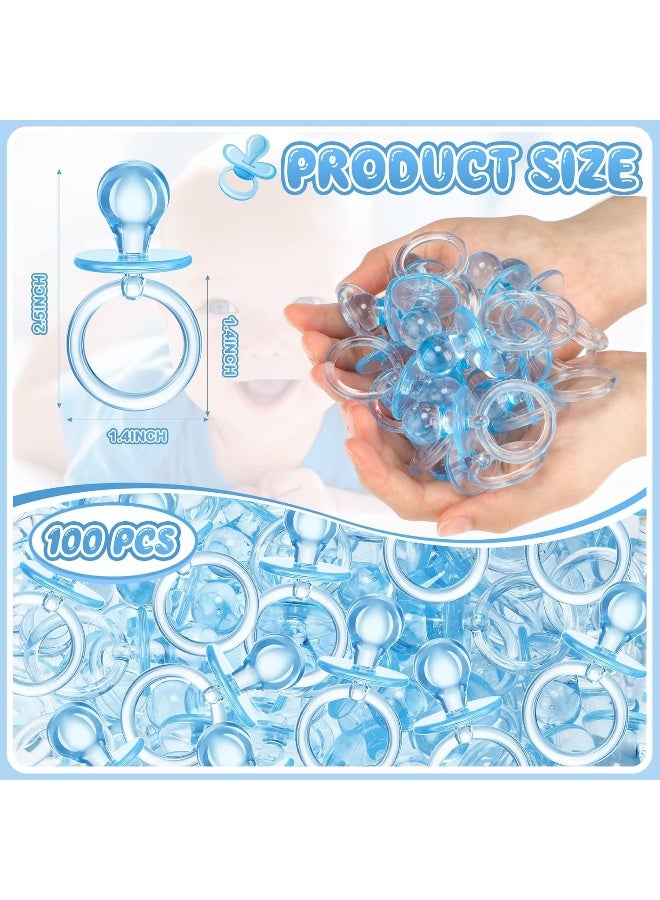 Coume 100 Pcs 2.5 Inch Baby Shower Pacifiers Acrylic Mini Baby Pacifiers Gifts Gender Reveal Party Favors for Gender Neutral Game Birthday Supplies(Blue) - Image 3
