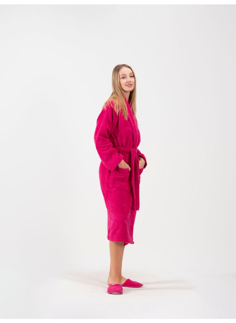 Ender Home Bathrobe Shalyaka Model Two Pockets Belted Cotton Boucle Bathrobe  - Image 2