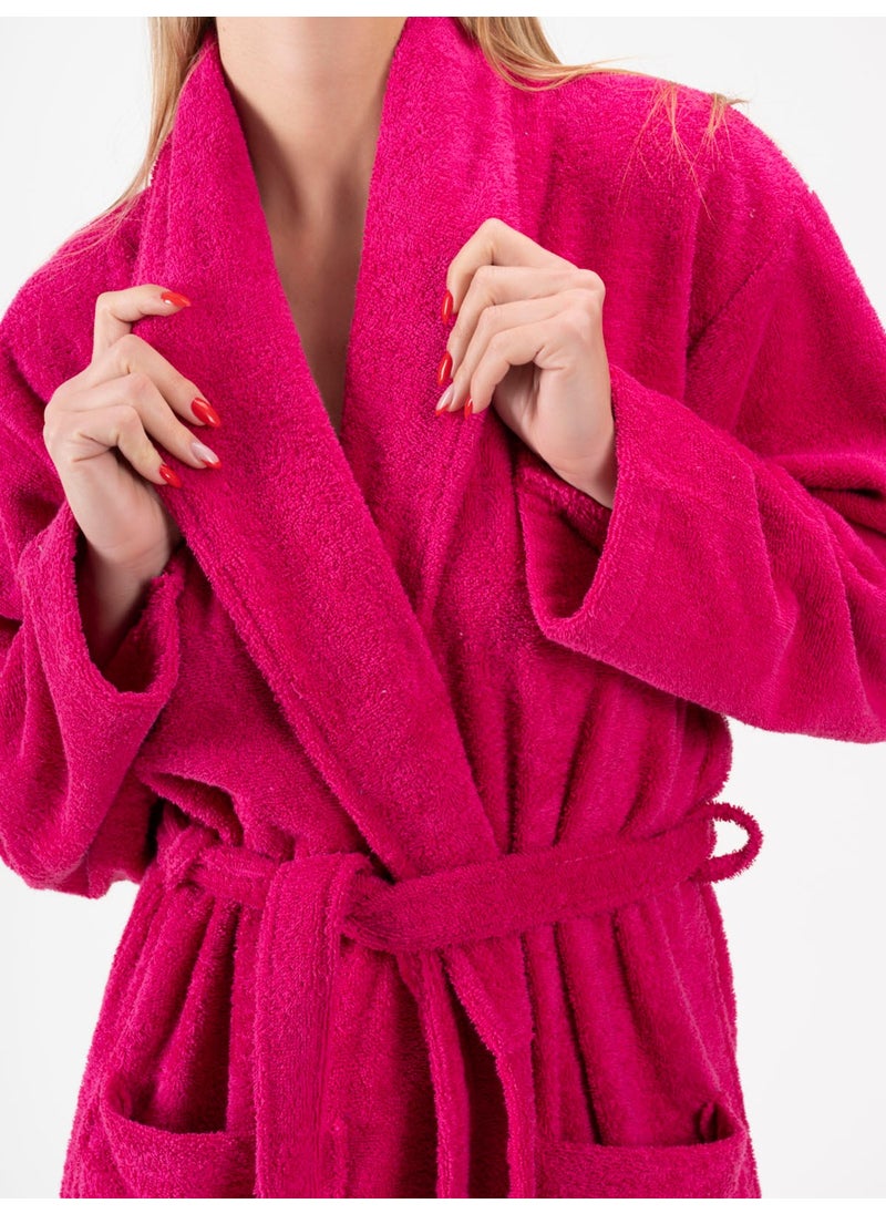 Ender Home Bathrobe Shalyaka Model Two Pockets Belted Cotton Boucle Bathrobe  - Image 4