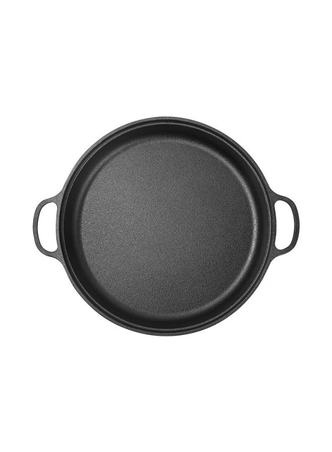 Telssida Double-handled Cast Iron Flat Bottom Pan, Thickened Iron Pan, Pancake Griddle, Non-stick Uncoated Frying Pan, Steamed Bun Pan, Traditional Pancake Griddle - Image 2