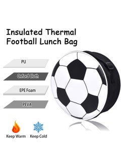 SANMUGEED Football Lunch Bag, Football Lunch Box for Boys with Strap, Insulated Reusable Round Thermal Bags for Kids Lunch Tote Cooler Bags Lunch Snack Bag for School Picnic Camping Outdoor  - Image 3