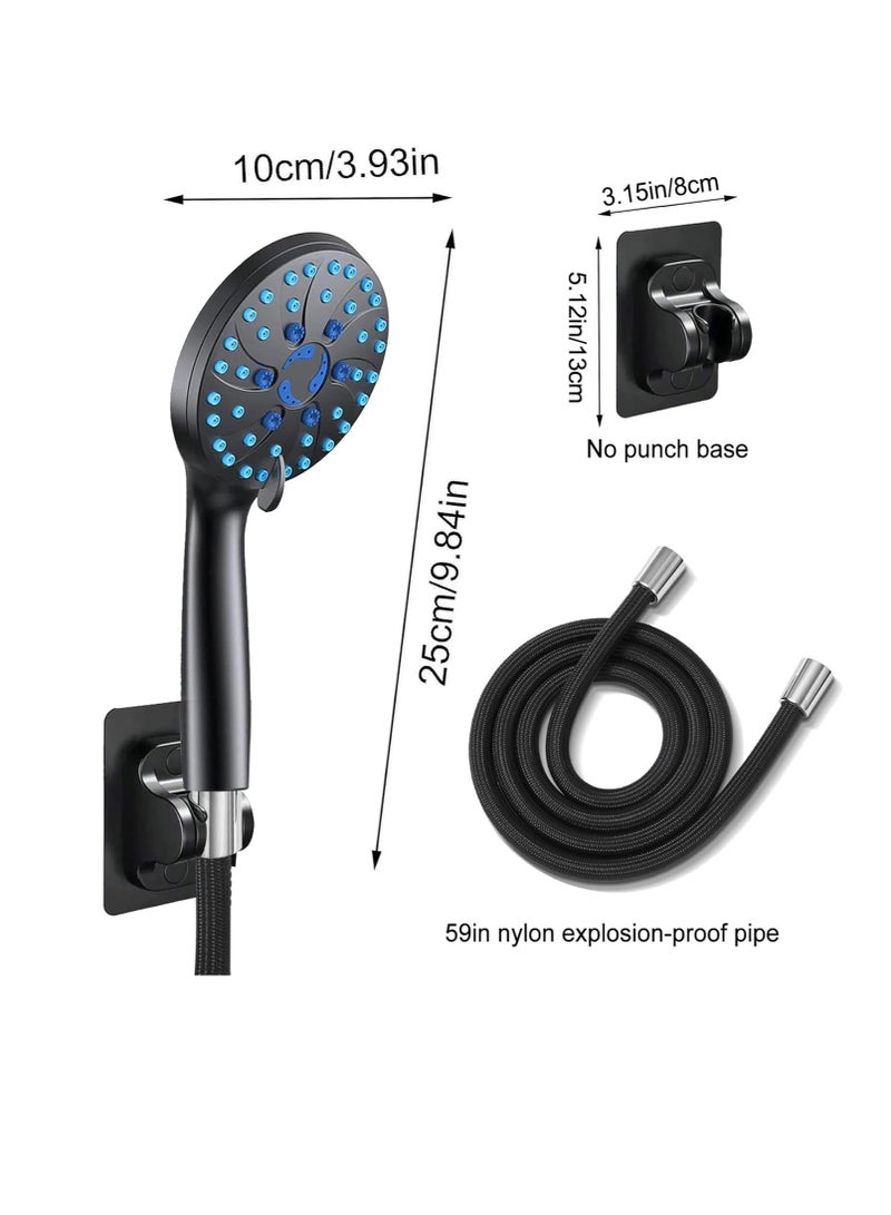 Arabayt High Pressure Hand Shower with 2M Nylon Hose and Adhesive Bracket Base Shower, 5 Spray PatternsHand Shower with On/Off Pause Switch, Save Water, Rainfall Spa Hand Shower - Image 2