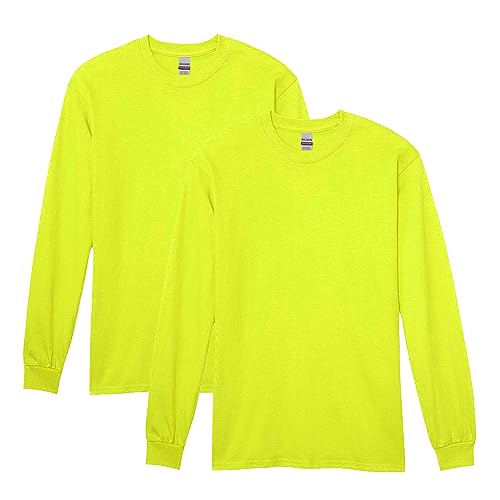 Gildan Heavy Cotton Long Sleeve T-Shirt, Style G5400, 2-Pack, Safety Green, Medium - Image 1