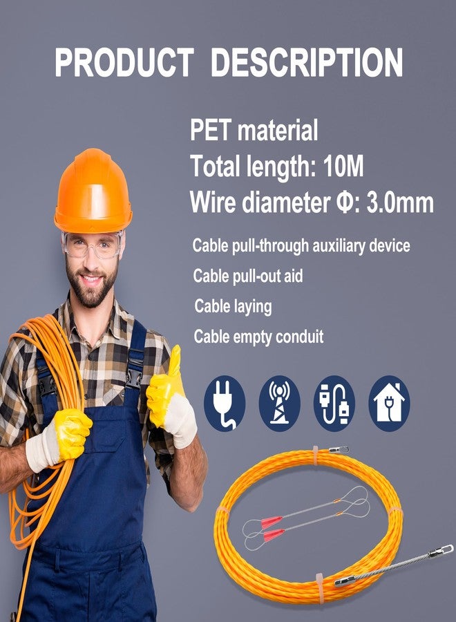 DZDSBB Electrical Fish Tape 10m | 3.0 mm Wire Fish Tape Wire Puller | Wire Snake for Running Wire through Wall | Retractable Cable Pulling Tools with 2 Guide Springs | Wire Feeder - Image 4