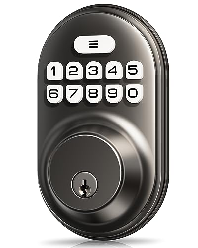 Veise Keyless Entry Door Lock, Electronic Keypad Deadbolt, Keyed Entry, Auto Lock, Anti-Peeking Password, Back Lit & Easy Installation Design, Matte Black - Image 1
