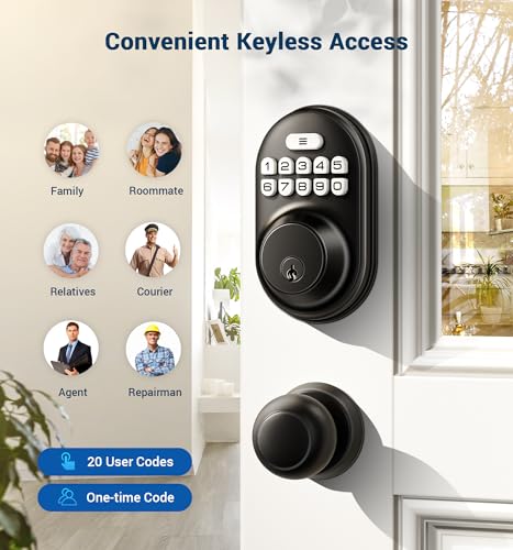 Veise Keyless Entry Door Lock, Electronic Keypad Deadbolt, Keyed Entry, Auto Lock, Anti-Peeking Password, Back Lit & Easy Installation Design, Matte Black - Image 2